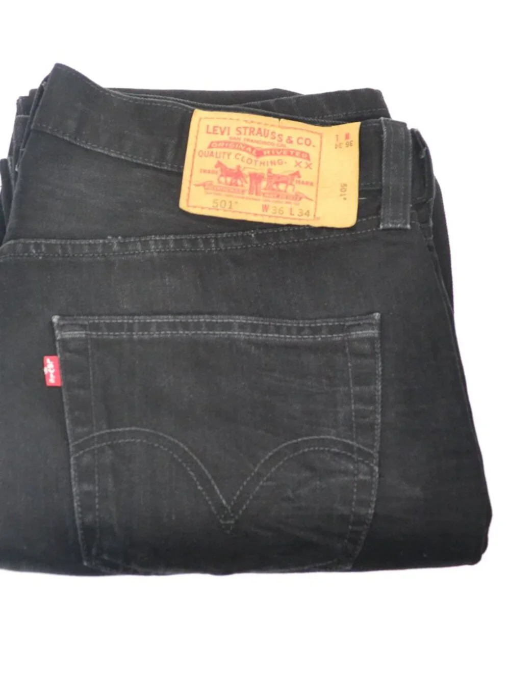 Levi's 501 Men's Size W36 L34 Black Button Fly Classic Fit Denim Jeans